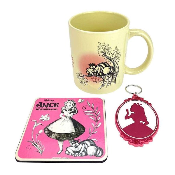 Set mug, sous-verre et porte-clés Alice aux pays des merveilles vintage - Disney