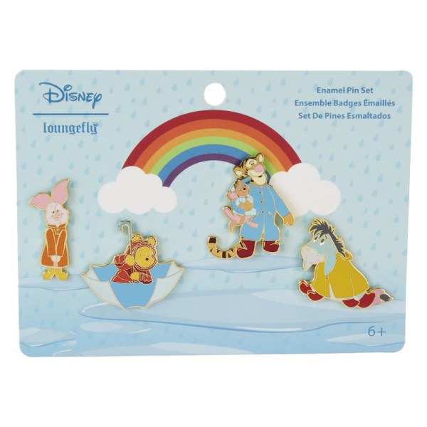 Set de 4 Pin's Winnie et ses amis glisse un jour de pluie - Disney