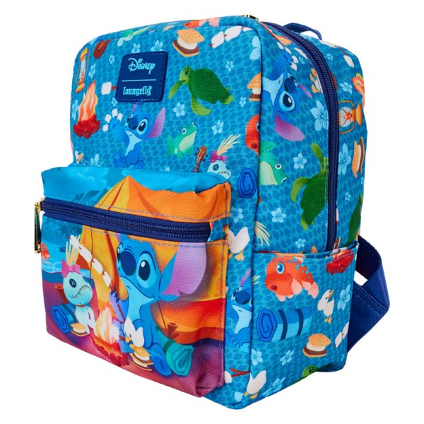 Mini sac à dos carré en nylon imprimé Stitch Camping Cuties - DISNEY LOUNGEFLY