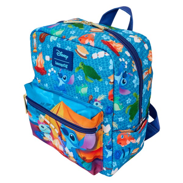 Mini sac à dos carré en nylon imprimé Stitch Camping Cuties - DISNEY LOUNGEFLY