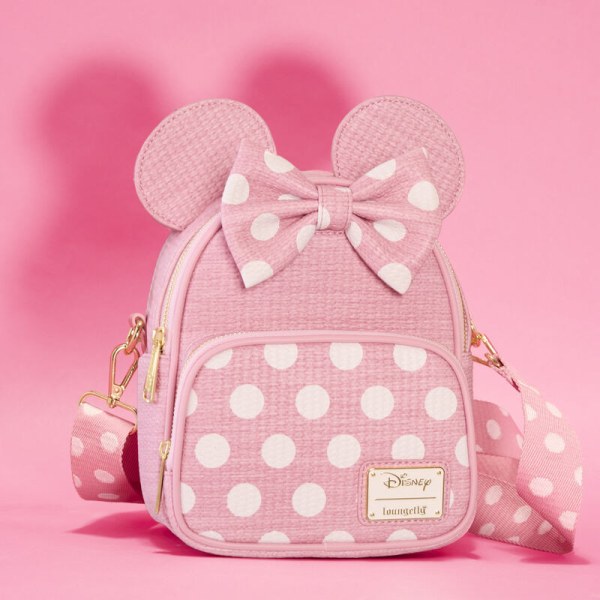 Mini sac à dos et sac bandoulière convertible texture tissée Minnie - DISNEY LOUNGEFLY