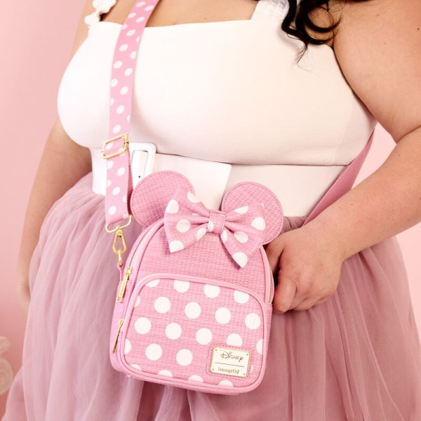 Mini sac à dos et sac bandoulière convertible texture tissée Minnie - DISNEY LOUNGEFLY