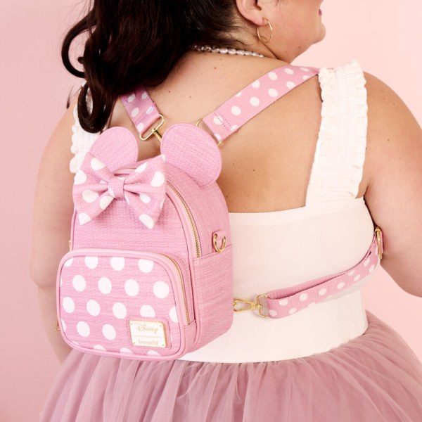Mini sac à dos et sac bandoulière convertible texture tissée Minnie - DISNEY LOUNGEFLY