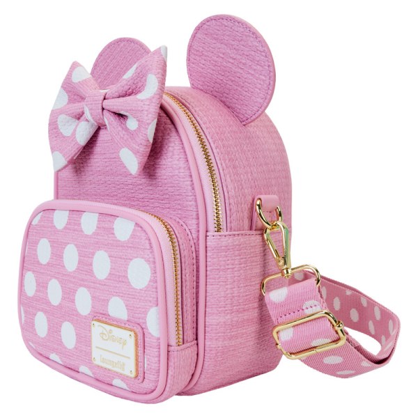 Mini sac à dos et sac bandoulière convertible texture tissée Minnie - DISNEY LOUNGEFLY