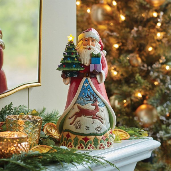 Figurine Père Noël Sapin Lumineux - JIM SHORE HEARTWOOD CREEK