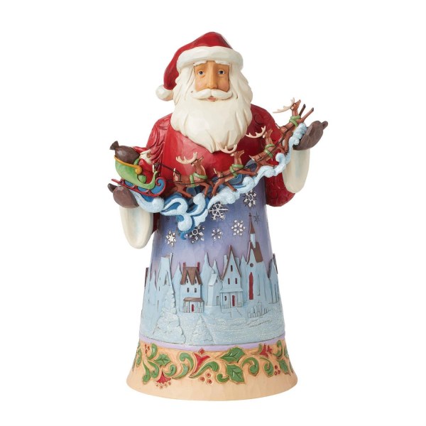 Figurine Père Noël dans le ciel nocturne - JIM SHORE HEARTWOOD CREEK