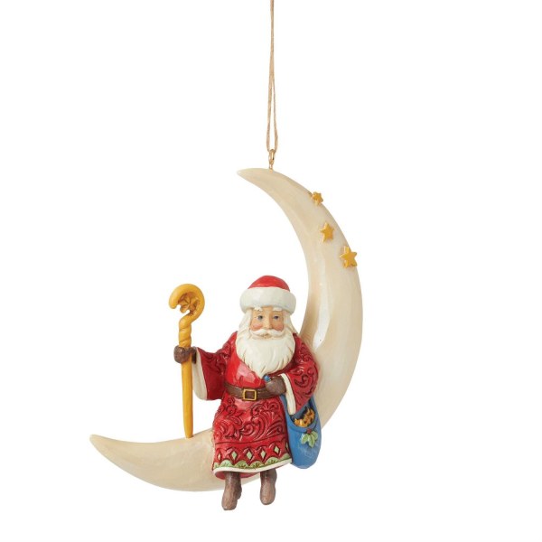 Suspension Père Noël Lune - JIM SHORE HEARTWOOD CREEK