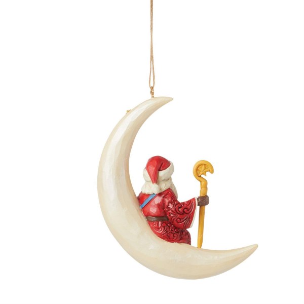 Suspension Père Noël Lune - JIM SHORE HEARTWOOD CREEK