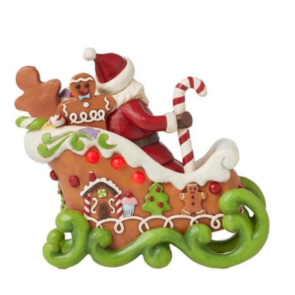 Figurine Père Noël Traîneau Pain d'épices Lumineux - JIM SHORE HEARTWOOD CREEK