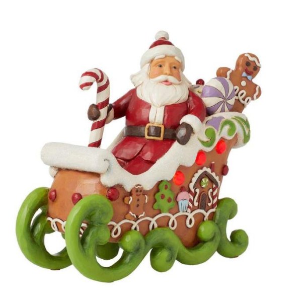 Figurine Père Noël Traîneau Pain d'épices Lumineux - JIM SHORE HEARTWOOD CREEK