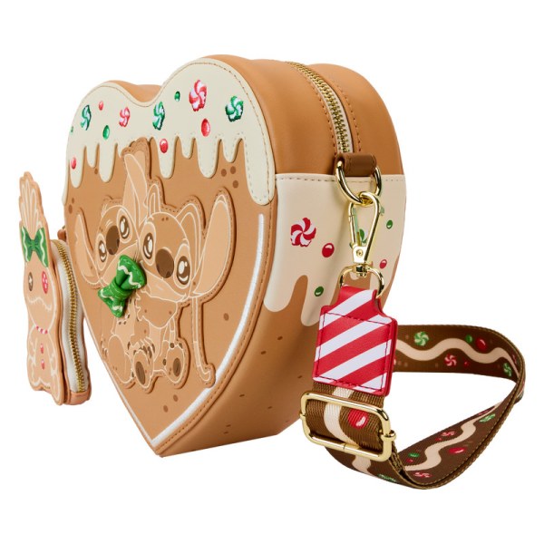 Sac à Bandoulière avec porte-monnaie coeur pain d'épices parfumé Stitch & Angel - DISNEY LOUNGEFLY