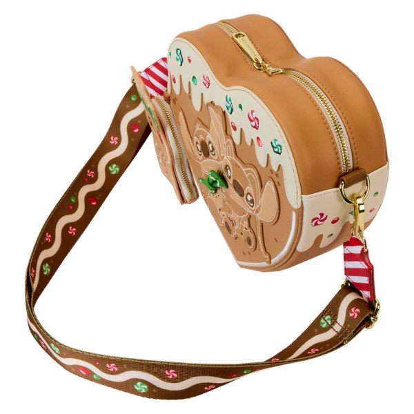 Sac à Bandoulière avec porte-monnaie coeur pain d'épices parfumé Stitch & Angel - DISNEY LOUNGEFLY