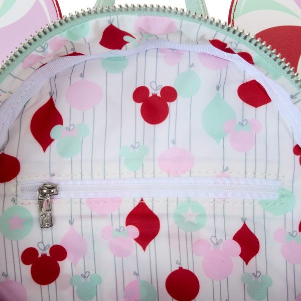 Mini sac à dos Minnie décorations de Noël menthe poivrée - DISNEY LOUNGEFLY