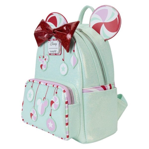 Mini sac à dos Minnie décorations de Noël menthe poivrée - DISNEY LOUNGEFLY