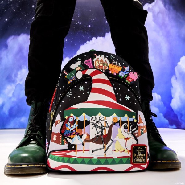 Mini sac à dos phosphorescent carrousel de cannes à sucre - DISNEY LOUNGEFLY L'étrange Noël de Monsieur Jack