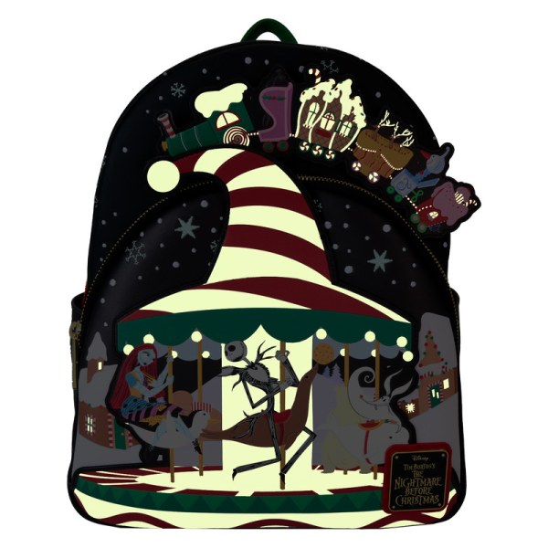 Mini sac à dos phosphorescent carrousel de cannes à sucre - DISNEY LOUNGEFLY L'étrange Noël de Monsieur Jack