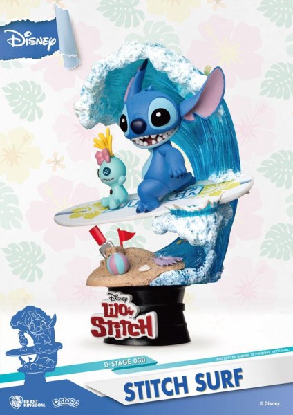 Disney Summer Series diorama PVC D-Stage Stitch Surf 15 cm