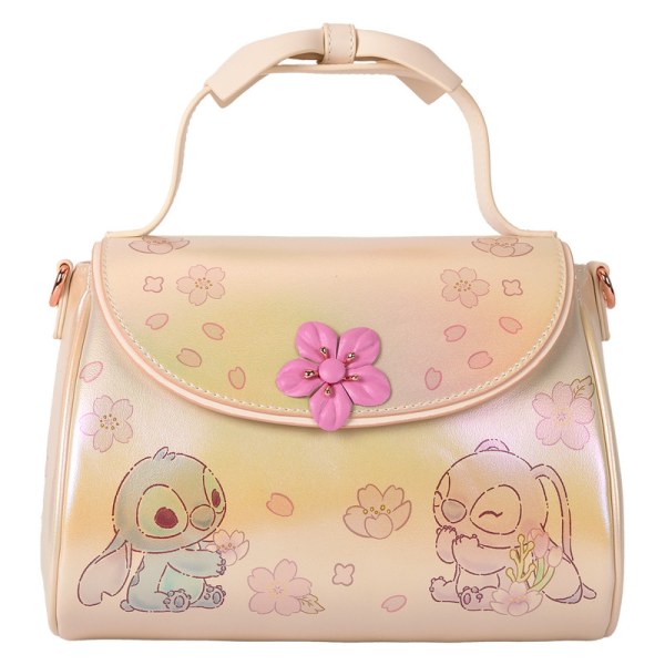 Sac à bandoulière avec poignée et nœud Stitch & Angel fleurs de cerisiers - DISNEY LOUNGEFLY