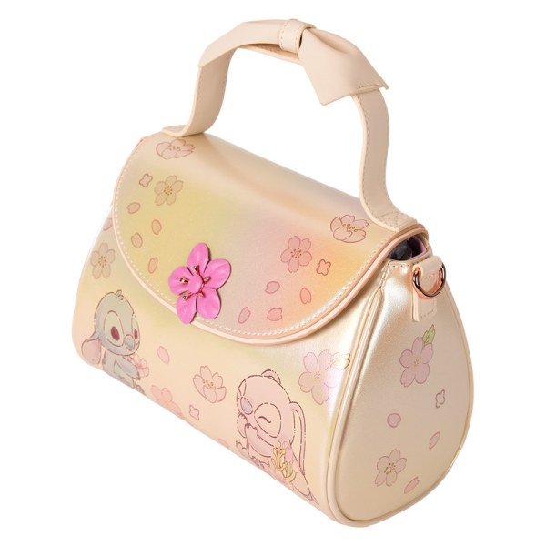 Sac à bandoulière avec poignée et nœud Stitch & Angel fleurs de cerisiers - DISNEY LOUNGEFLY