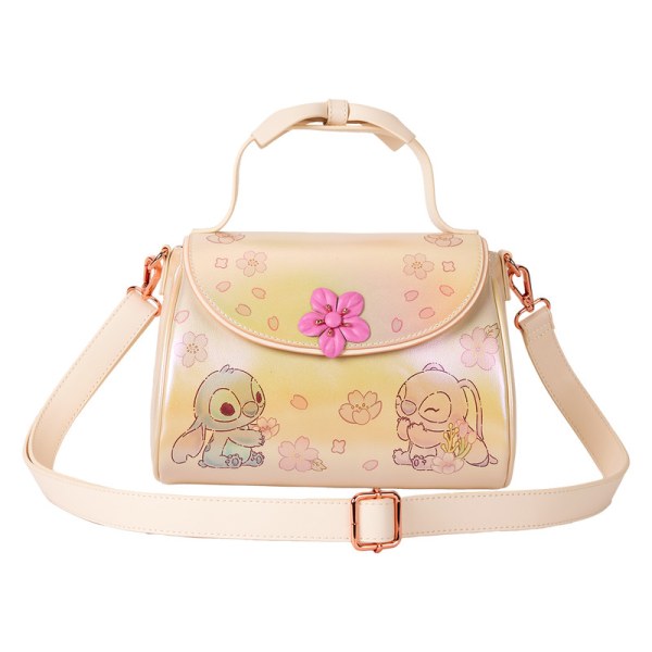 Sac à bandoulière avec poignée et nœud Stitch & Angel fleurs de cerisiers - DISNEY LOUNGEFLY