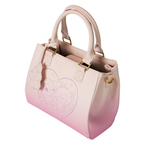 Sac à bandoulière Stitch & Angel coeurs et fleurs de cerisiers - DISNEY LOUNGEFLY