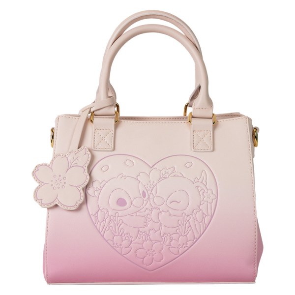 Sac à bandoulière Stitch & Angel coeurs et fleurs de cerisiers - DISNEY LOUNGEFLY
