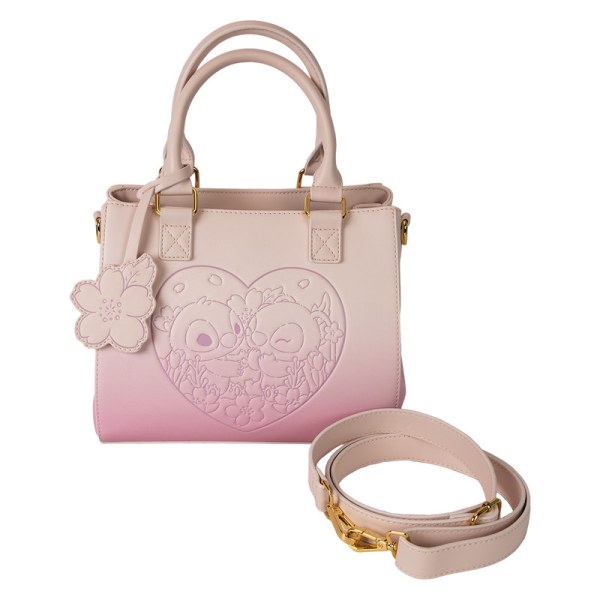 Sac à bandoulière Stitch & Angel coeurs et fleurs de cerisiers - DISNEY LOUNGEFLY