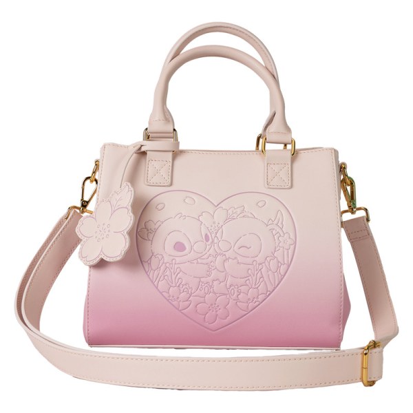 Sac à bandoulière Stitch & Angel coeurs et fleurs de cerisiers - DISNEY LOUNGEFLY