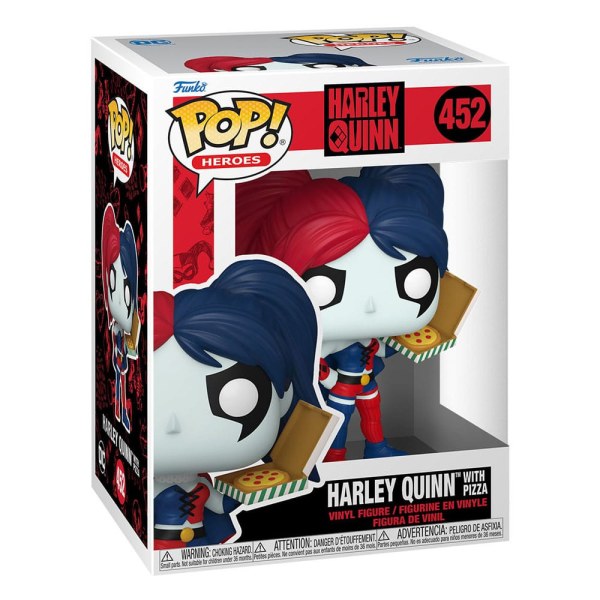 DC Comics: Harley Quinn Takeover POP! 452 Heroes Figurine en vinyle Harley avec pizza 9 cm