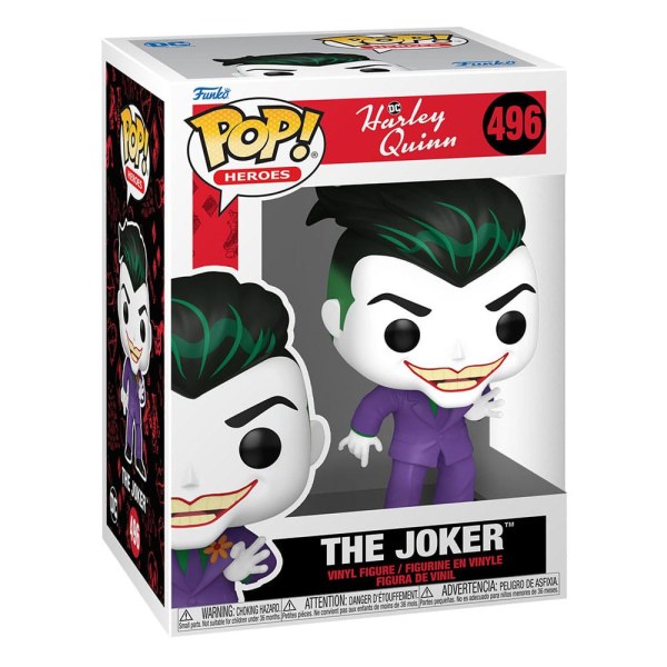 Figurine en vinyle Harley Quinn Série animée POP! 496 Heroes Le Joker 9 cm