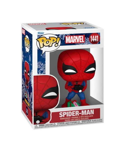 Figurine en vinyle Marvel POP! 1441 Holiday Spiderman avec cadeau ouvert 9 cm