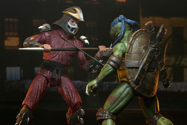 Tortues Ninja (1990 Movie) figurine Roof Top Battle Shredder vs Leo 18 cm