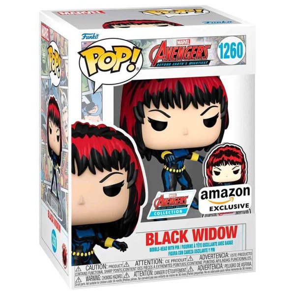 Figurine POP! 1260 Marvel Avengers 60e anniversaire Comic Black Widow avec pin's exclusif