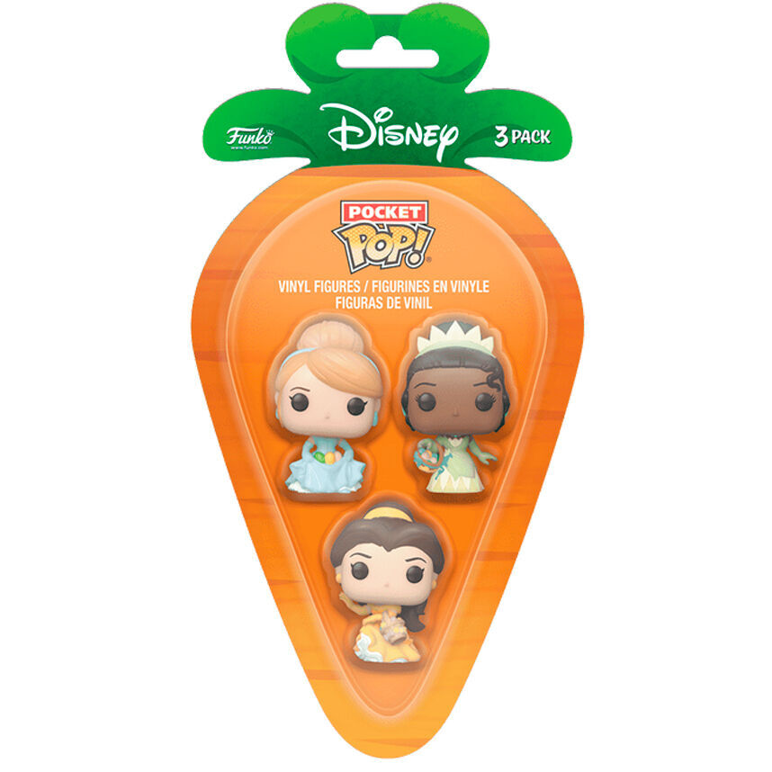 Carrot Pocket POP blister 3 figurines Disney Princesse Cendrillon Tiana Bella pâques