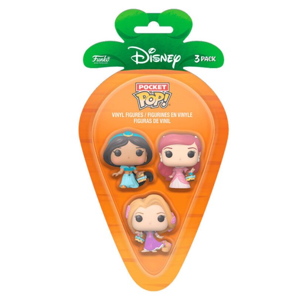 Carrot Pocket POP blister 3 figurines Disney Princesse Raiponce Ariel Jasmin pâques