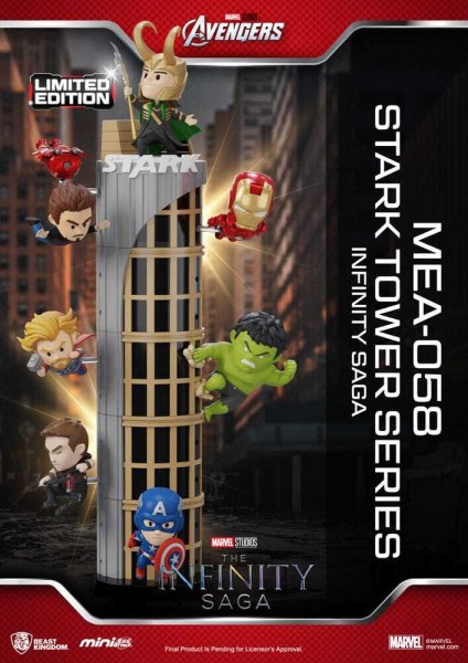 Marvel figurine Mini Egg Attack The Infinity Saga Stark Tower series Tony Stark & Mark VII suit pod mod 12 cm