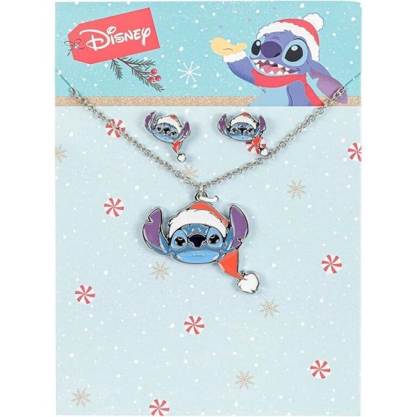 Ensemble collier + boucles d'oreilles - Disney Stitch Noël