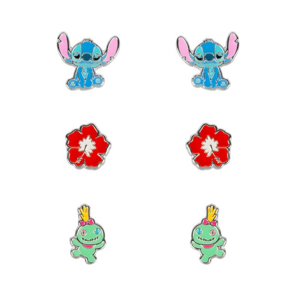 Set de 3 paires de boucles d'oreilles argent Stitch - Disney