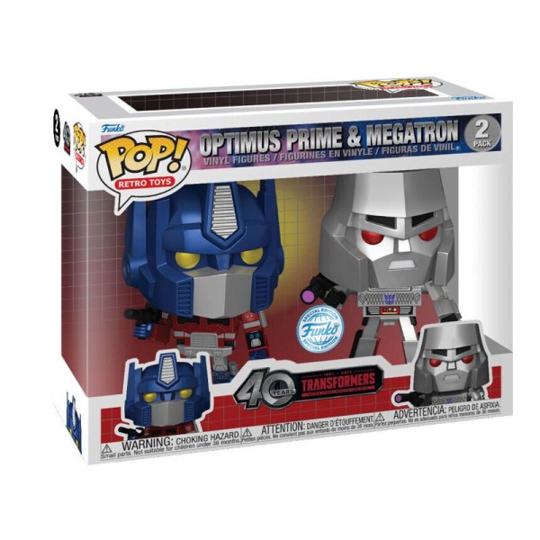 Pack de 2 figurines Transformers Retro Pop Optimus - Megatron Métallique