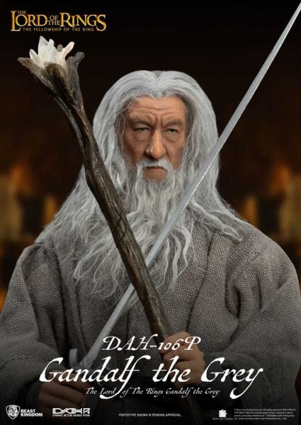 Figurine Gandalf le Gris 21 cm à l'échelle 1/9 du Seigneur des Anneaux Dynamic Action Heroes
