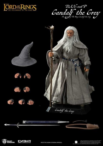 Figurine Gandalf le Gris 21 cm à l'échelle 1/9 du Seigneur des Anneaux Dynamic Action Heroes