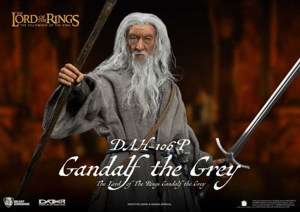 Figurine Gandalf le Gris 21 cm à l'échelle 1/9 du Seigneur des Anneaux Dynamic Action Heroes