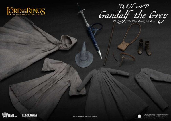 Figurine Gandalf le Gris 21 cm à l'échelle 1/9 du Seigneur des Anneaux Dynamic Action Heroes