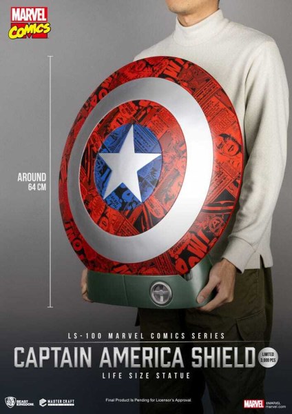 Statuette grandeur nature Captain America Shield en PVC Marvel Comics 64 cm