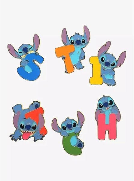 PIN'S MYSTÈRE LETTRES ET POSES DE STITCH - DISNEY LOUNGEFLY