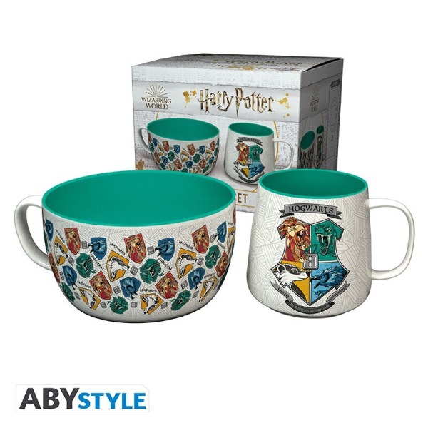 Ensemble petit-déjeuner Mug + bol Maisons de Poudlard - Harry Potter
