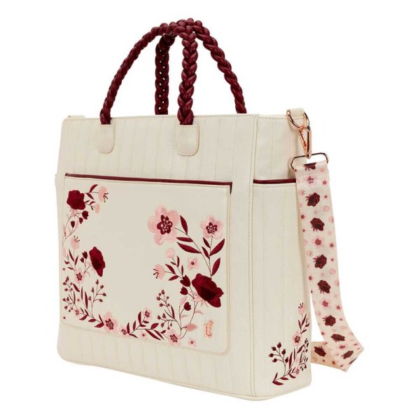 sac à bandoulière Loungefly Figural crème et rouge à fleurs