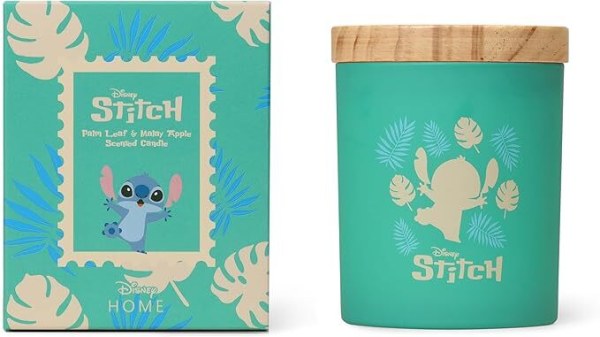 Bougie en bois Stitch feuille de palmier et pomme de Malaisie - Disney Lilo & Stitch