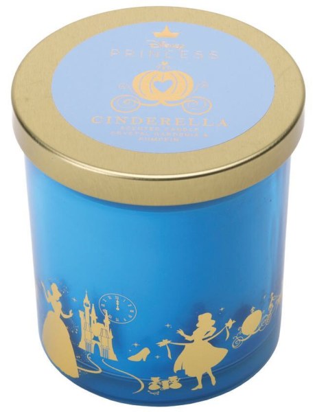 Bougie en verre Disney Cendrillon avec couvercle, gardénia et citrouille
