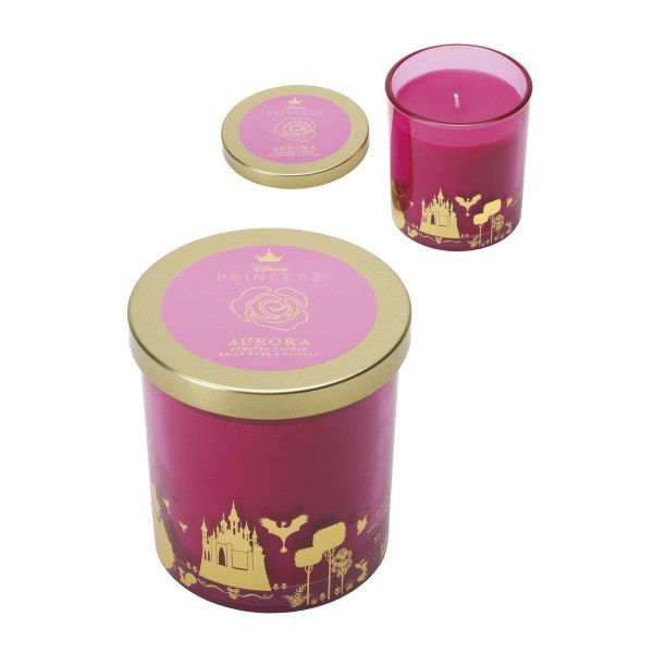 Bougie en verre avec couvercle - Disney La Belle au bois dormant, Rose sauvage et Vanille